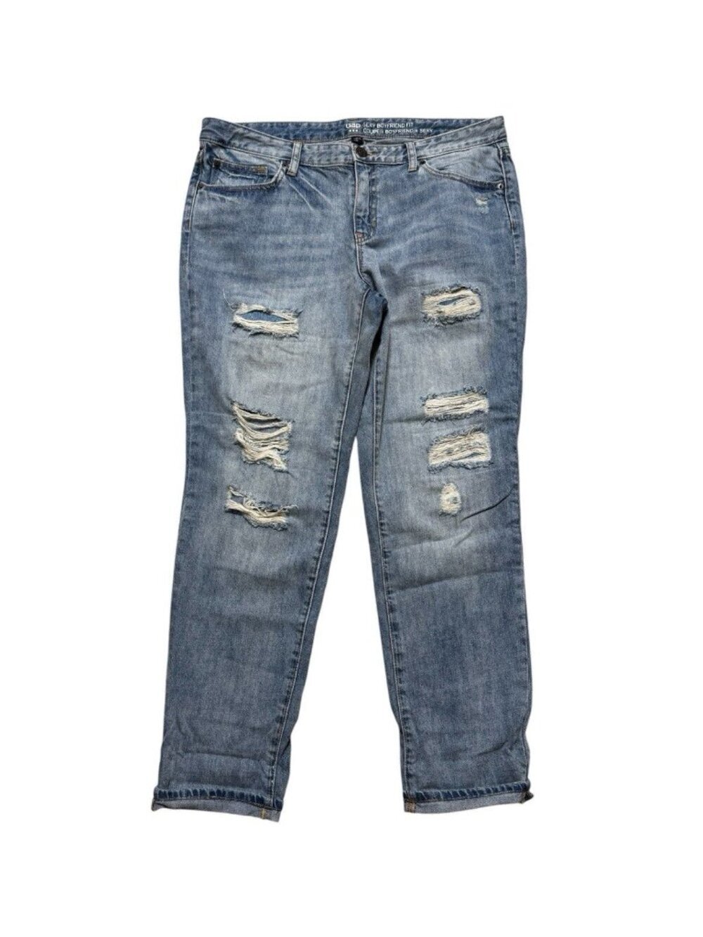 : Gap Sexy Boyfriend Jeans Women’s 14 Distressed Denim Light Wash 32x29
